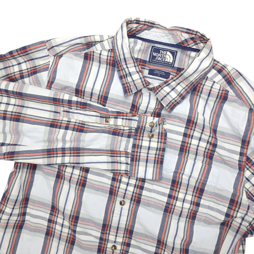 The North Face Shirt Mens Large Blue Plaid Long Sleeve Button Up Casual